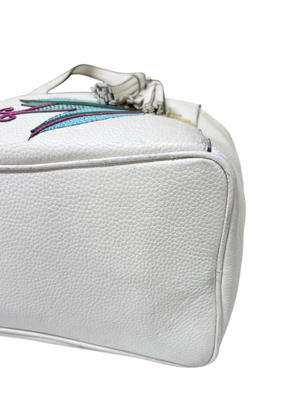 TORY BURCH Thea Applique White Floral Pebble Leather Satchel - Picture 9 of 16